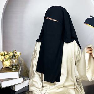 Mujeres musulmanas diseño caliente cubierta señora belleza 2 capas gasa Niqab velo sombreros turbante Hijab capa cara bufanda para mujer H0305 - Product Image 3
