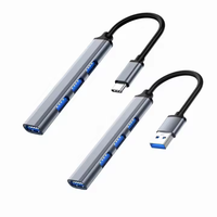 Adaptateur Hub USB Type C 4 en 1 avec USB3.0, adaptateur multi-splitter haute vitesse 4 ports tout-en-un OTG pour accessoires informatiques PC