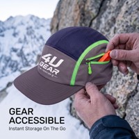 Gorra de running y trekking de malla de 5 paneles personalizada 4ugear con bolsillo con cremallera, transpirable y correa reflectante para senderismo al aire libre
