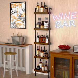 Estante para Botellas de <span class=keywords><strong>Vino</strong></span> de 5 Niveles, Estante Alto para Exhibición de Botellas de Licor con Rejillas, Almacenamiento para Whisky, para Comedor, Cocina, Bar - Product Image 5