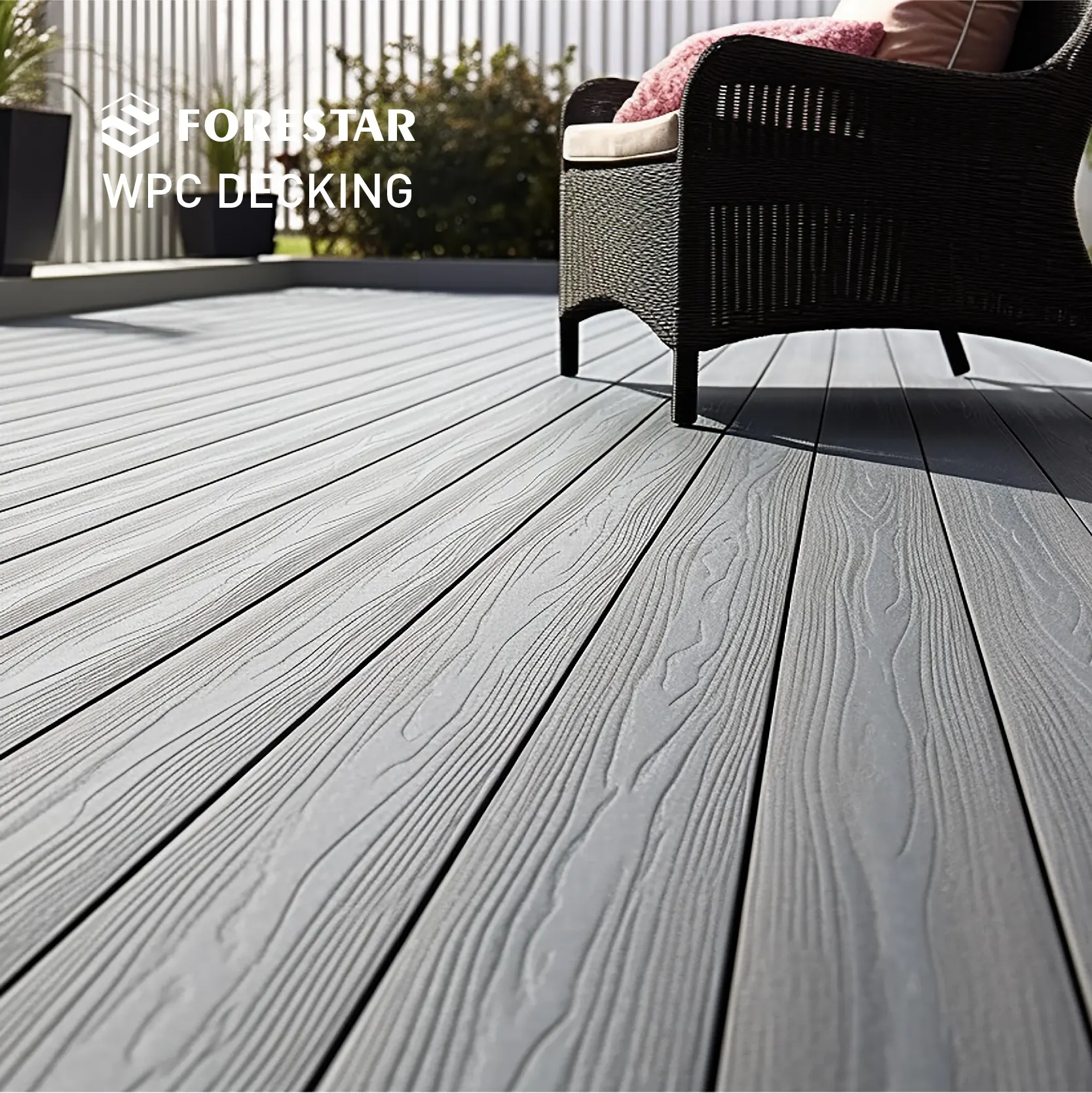 Nova tecnologia Veranda Sólida WPC Terraço Pavimento Exterior WPC 3D gravado decking composto para exterior