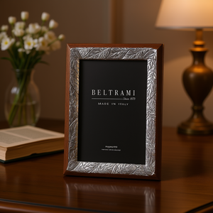 Beltrami Silver Plated Photo <b>Frame</b> with 1 Color Embossing <b>Printing</b> Durable Rectangle Wood Structure Made in Italy Argento 999 - Product Image 3