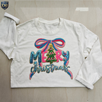 Patchs brodés personnalisés en chenille à sequins « Joyeux Noël » pour vêtements, à coudre ou thermocollants, vente en gros