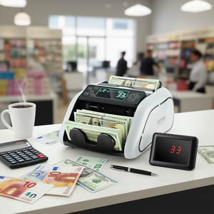 Máquina contadora de dinero Vevor con pantalla LCD, detección UV e IR para contar efectivo en USD y EUR, para uso en pequeños negocios. - Product Image 2