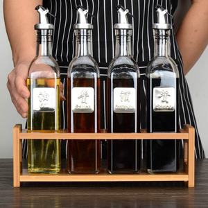 Organisateur de cuisine créatif porte-bouteilles d'huile en bambou porte-épices de cuisine pot de vinaigre étagère de <span class=keywords><strong>rangement</strong></span> support de bouteille d'arôme - Product Image 2