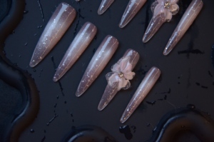 10 pièces de faux ongles longs <span class=keywords><strong>en</strong></span> ABS de haute qualité, rose amande, <span class=keywords><strong>dégradé</strong></span> Aurora, avec design d'ongles <span class=keywords><strong>arc</strong></span>-<span class=keywords><strong>en</strong></span>-<span class=keywords><strong>ciel</strong></span> blanc laiteux pour les doigts - Product Image 5