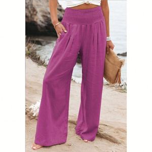 Pantalons en coton et <span class=keywords><strong>lin</strong></span> pour femmes, pantalons amples décontractés, couleur unie, pantalons pour femmes grandes tailles, pantalons d'été pour femmes - Product Image 6