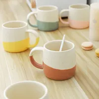 ייחודי עיצוב כפול צבעים יד-ציור דוט זיגוג בעבודת יד מנומר קרמיקה ספל קפה