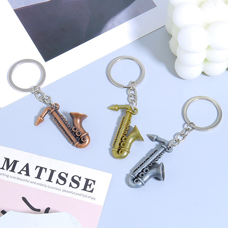KC1417 Mini Saxophone Shaped Metal Key Ring Pendant Miniature Musical ...
