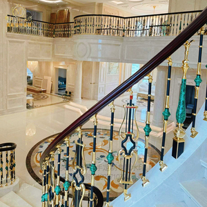 אלומניום אור בסגנון יוקרתי מעקה מעקה עם עיצוב מסתובב מעוקל עבור וילה - Product Image 4