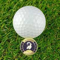 Ensemble de marqueurs de balle de golf en émail de qualité supérieure avec clip magnétique pour chapeau, marqueurs de balle de golf en métal dans une boîte en étain dorée, logo personnalisé