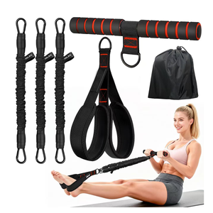 Ensemble de barres de résistance réglables en latex RS avec sangles de pied, lot de 3, corde d'<span class=keywords><strong>exercice</strong></span> rose, équipement de musculation pour <span class=keywords><strong>la</strong></span> maison - Product Image 1
