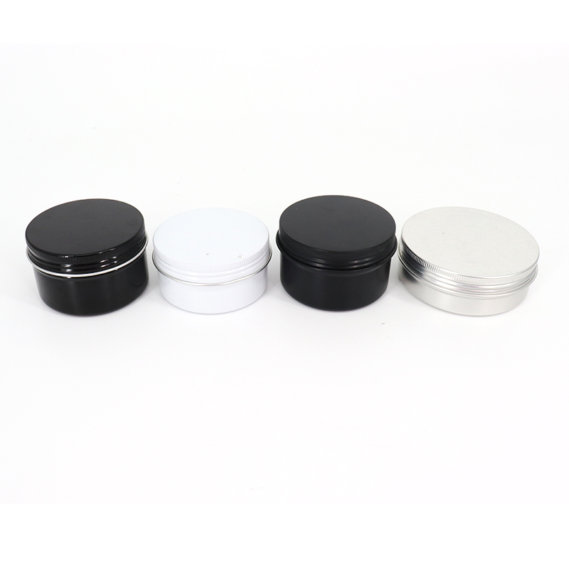 5ML-250ML Custom Black White Aluminum Cream Container Packaging Metal Tin Box Tin Can Aluminum Cosmetic Jar 50ml With Screw Top