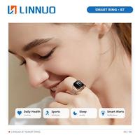 Cincin & Jam Pintar 2-in-1 B7 Layar OLED 0,49 inci, Monitor Detak Jantung, Oksigen Darah, dan Tidur 5.1, Pelacak Kebugaran 5ATM
