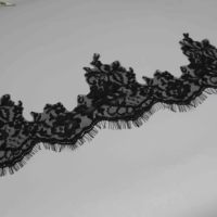 Dentelle Gothique Française en Nylon Spandex Noire avec Bordure en Cils et Picots Floraux pour Robes de Soirée et Corsages de Lingerie