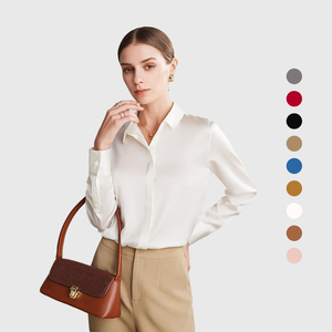 <span class=keywords><strong>Camicia</strong></span> all'ingrosso Logo personalizzato camicetta di <span class=keywords><strong>seta</strong></span> bianca camicie a maniche lunghe in <span class=keywords><strong>seta</strong></span> di gelso da <span class=keywords><strong>donna</strong></span> - Product Image 2