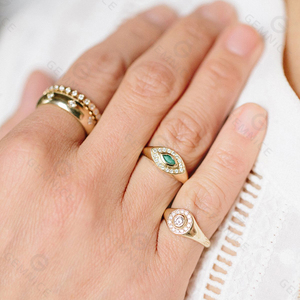 Gemnel accessori donna argento sterling oro vermeil micro pave CZ evil eye <span class=keywords><strong>anello</strong></span> con sigillo - Product Image 5