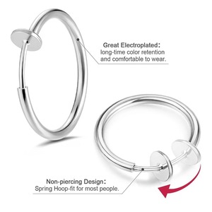 Sunling 1 Par de Pendientes de Aro con Clip de Acero Inoxidable para Hombre y Mujer, 12/14/16/18/20MM, Sin Perforación, Falsos, para Oficina/Trabajo - Product Image 3