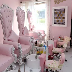 Tırnak salonu mobilyası paketi taht sandalyeler kraliyet kral güzellik spa pedikür koltuğu pedikür sandalye ayak masajı ile