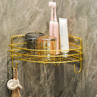 Ventes chaudes, étagère d'angle en fer de luxe léger, à utiliser pour la salle de bain, étagère murale, support de rangement, sans perçage