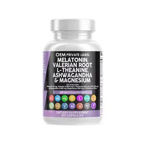 Özel etiket hepsi 1 Melatonin takviyeleri 10mg Melatonin 200mg magnezyum sinirleri yatıştırır uyku Melatonin Tablet kapsülleri yardımcı