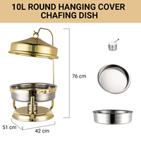 Couvercle suspendu en or de 9 litres chauffe-plats ronds ensemble de chauffe-plats pour buffet équipement de service de restauration plats en acier inoxydable