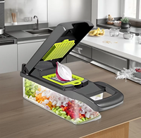 Coupe-légumes manuel multifonctionnel, hachoir à légumes, manche en bois, outil de cuisine domestique, gadget de cuisine chinois