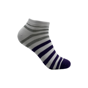 Calze alla caviglia da donna in cotone poliestere di migliore qualità motivo a righe viola traspirante sottili tecniche di maglia estate/inverno - Product Image 6