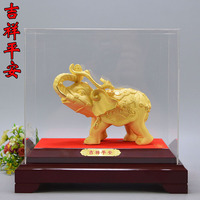 Vente en gros d'usine 1 pièce Expédition Entreprise commerciale Feng Shui Décoration de bureau Modèle Éléphant en or 24 carats