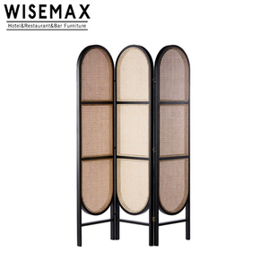 WISEMAX FURNITURE French Elegant Style <strong>Screen</strong> Wooden Frame Luxury Rattan <strong>Wicker</strong> Weaving <strong>Screen</strong> for Restaurant - Product Image 4