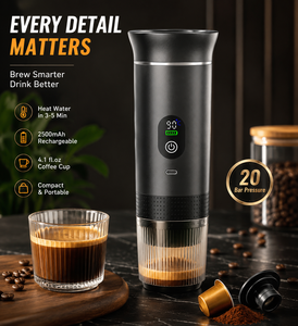 เครื่องชงกาแฟเอสเพรสโซแบบพกพา OEM/ODM 20 บาร์ ไฟฟ้า 12V สำหรับรถยนต์และบ้าน ขนาดเล็ก สไตล์อิตาเลียน สำหรับการเดินทางบนท้องถนน ความจุถ้วย 150 มล. รับผลิตตามแบบ OEM - Product Image 2