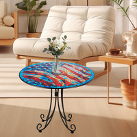 Table basse multifonctionnelle en métal circulaire imperméable de style populaire, design créatif, art déco, moderne, pour l'extérieur et l'intérieur
