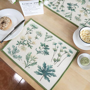 Mantel individual cuadrado de algodón estampado con diseño de flores y margaritas verdes, aislante térmico, para uso doméstico y repostería. - Product Image 4