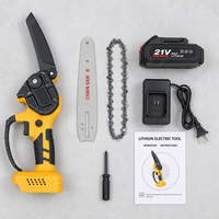 Tronçonneuse électrique sans fil de 6 pouces, 21V, légère, mini-scie portative avec chargeur de batterie, kit d'outils pour l'élagage des arbres de jardin