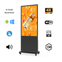 Layar Digital Iklan Definisi Tinggi 43 50 55 65 Inci, Layar Terpisah Komersial, Layar Digital Full Screen untuk Restoran
