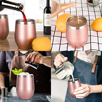 Tasses à double paroi en acier inoxydable 12oz, sans pied, isolées, pour sublimation, verre à vin, tasse à café pour la maison et le bureau