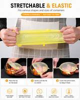 TOPIN SRP-D017 Couvercles extensibles en silicone réutilisables 6 pièces, qualité alimentaire, élastiques, hermétiques, anti-fuites, multicolores, pour bols et contenants