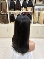 Vente directe usine : Cheveux humains vierges chinois pour perruques Lace Front, base transparente, longueur longue, tailles de bonnet petites/grandes, densité 150%