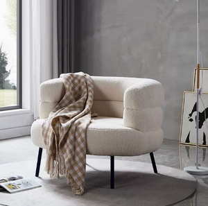 Wool single-person <b>sofa</b> lambskin plush <b>sofa</b> <b>for</b> living room bedroom cloakroom relaxation and dressing chair makeup chair - Product Image 5
