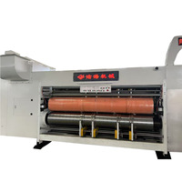Machine professionnelle entièrement automatique d'impression 4 couleurs pour la fabrication de boîtes à pizza en carton ondulé, neuve, avec fonctions de rainurage et de découpe.