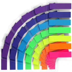 140sheets 7 Colors Fluorescent Long Strip Self-Adhesive Sticky Tabs <b>Memo</b> <b>Pads</b> Semi-Transparent Page Markers Office School - Product Image 1