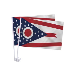 Drapeau de fenêtre de voiture personnalisé Ohio 12x18 pouces, double face, en polyester, avec support à clip, bannière automobile The Buckeye State, pour les fans de sport - Product Image 1