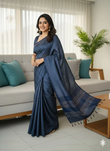 Sari en soie Katan multicolore luxueux pour femmes - Vêtement de fête traditionnel Séchage rapide Élégance raffinée Fabriqué dans le Maharashtra - Product Image 6