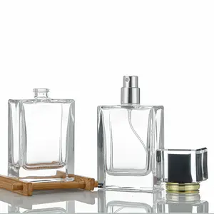 무료 샘플 50ml100 ml 향수 유리병 명확한 편평한 사각 emptyglass 병 향수 도매 호화스러운 유리제 향수병