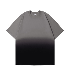 Europa stati uniti 250g t-shirt sfumata sfumata a collo largo maniche corte 100% cotone lavorato a maglia estate personalizzabile - Product Image 4