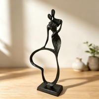 Statue en fonte de couple dansant abstrait moderne et romantique, forme irrégulière, artisanat métallique, cadeau d'anniversaire de mariage pour amoureux, EPS