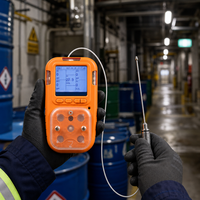 HIREP Détecteur multi-gaz portable 5-en-1 à aspiration par pompe, analyseur de sécurité industrielle à triple alarme CO H2S O2 EX CO2 IP66 ATEX
