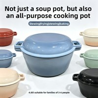 Casserole en fonte émaillée, faitout 2-en-1 avec couvercle, antiadhésif, résistant à la chaleur, pour 3 à 6 personnes, compatible induction et four