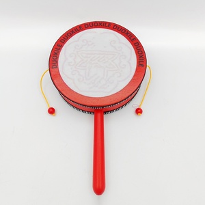 Wholesale 6 Inch Red Wooden Rattle Drum Wooden Hand Drum <b>Musical</b> <b>Instrument</b> Toy Orff Percussion <b>Instrument</b> Toy for Kids Playing - Product Image 4