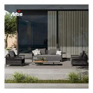 Artie Leisure-Conjunto de muebles de jardín con marco de aluminio, forma de L, sofá seccional grande para Patio al aire libre con cojín